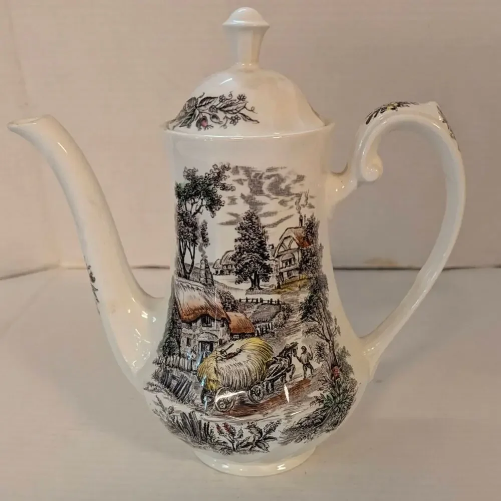 Vintage Staffordshire Shorter & Son Yorkshire Teapot Coffee Pot Ironstone 9.5